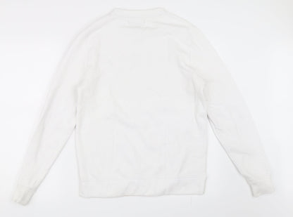 Mens UK Size XS Preworn White Pullover Sweatshirt