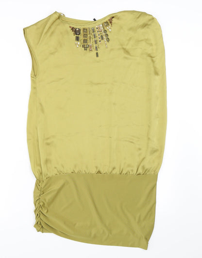 Womens UK Size 10 NEXT Green Tunic Blouse