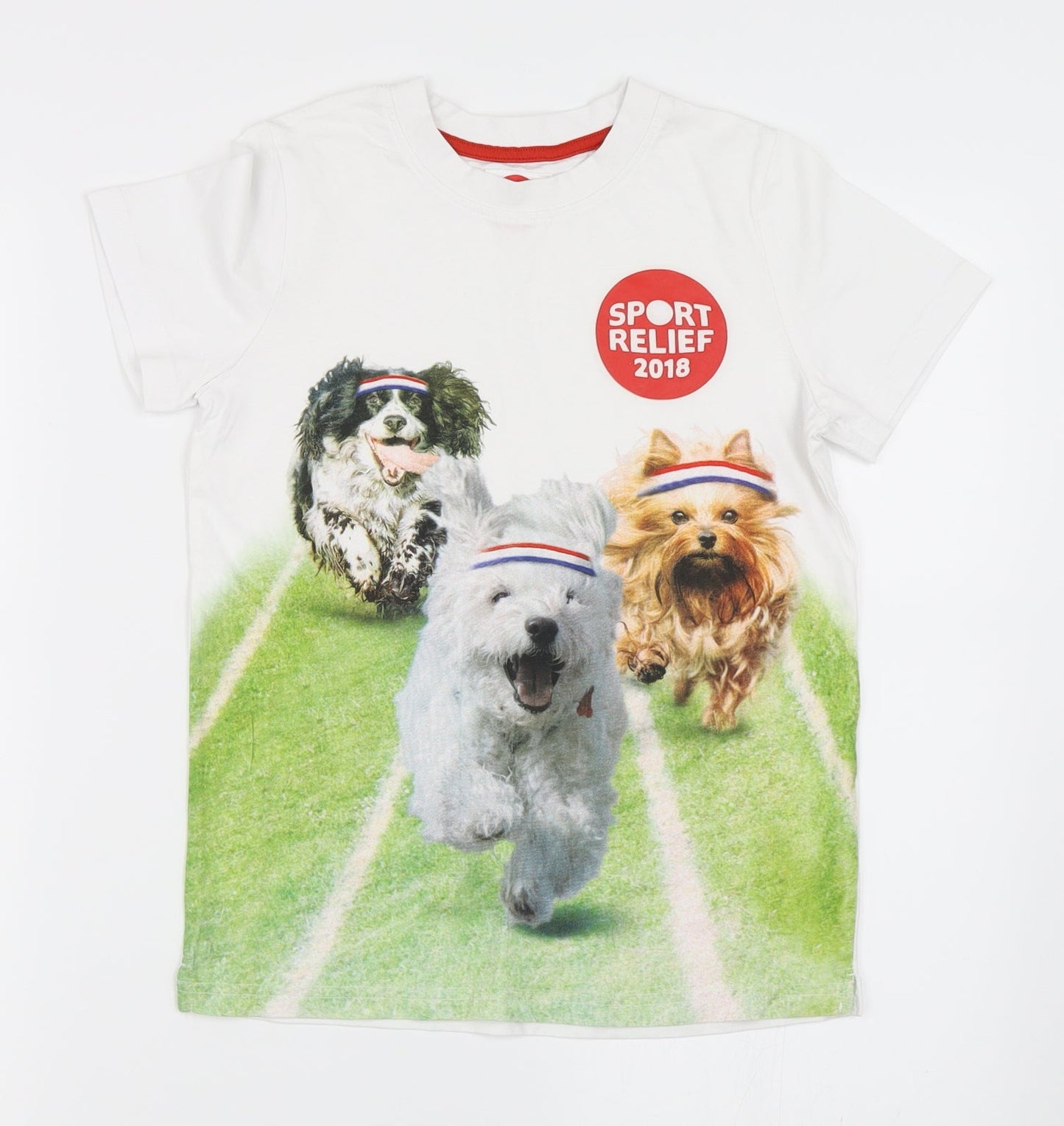 Preworn Boys White   Basic T-Shirt Size 9-10 Years  - sport relief 2018