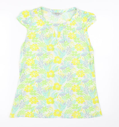 Womens UK Size 8 Peacocks Green Basic T-Shirt