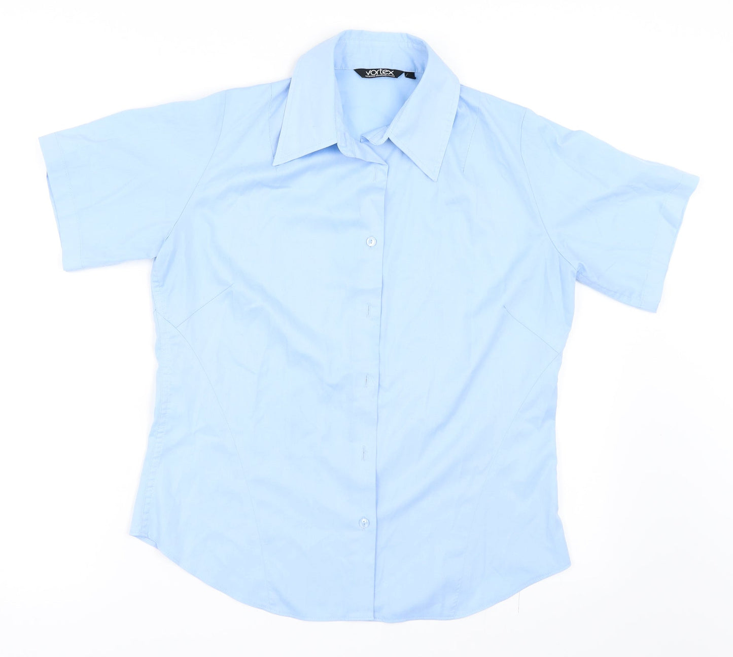 Womens UK Size 10 Vortex Blue Basic Button-Up