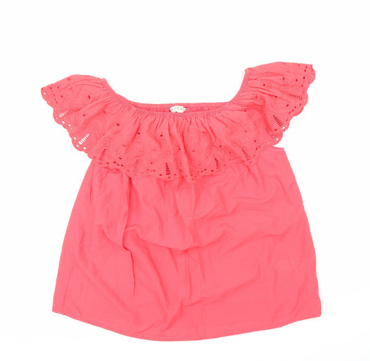 Nutmeg Womens Pink Floral  Basic Blouse Size 14