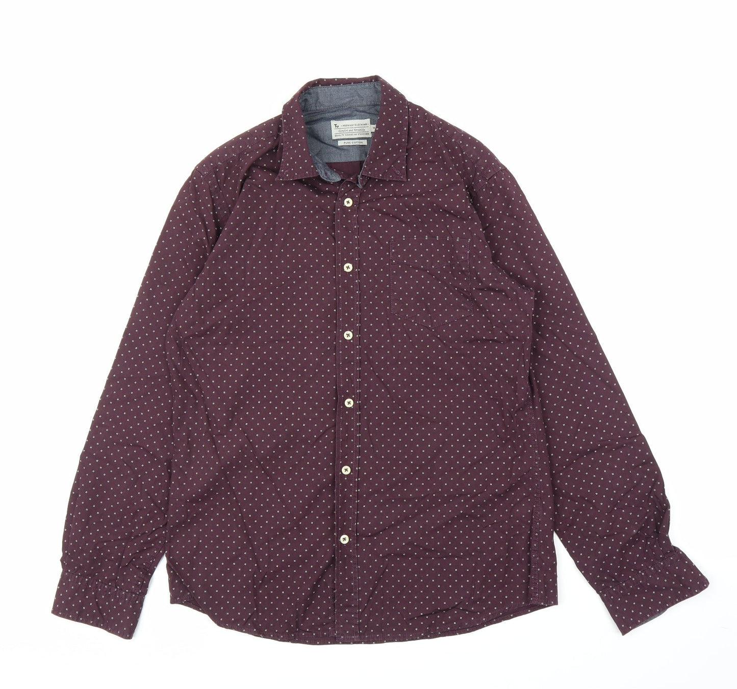 TU Mens Purple    Button-Up Size M