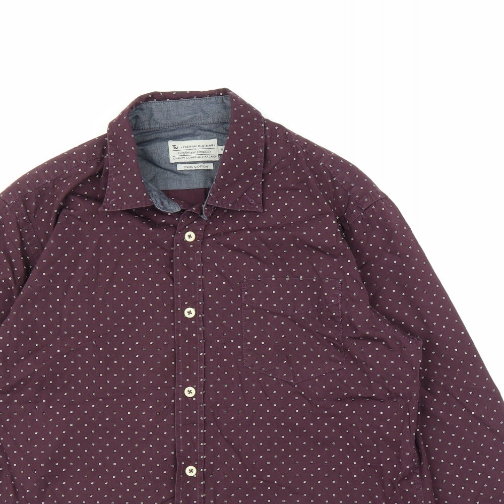 TU Mens Purple    Button-Up Size M