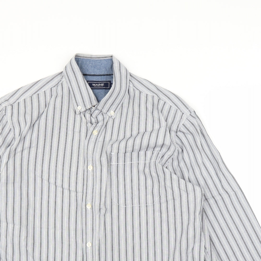 Mens UK Size M Maine New England Blue  Button-Up Long Sleeve Casual Shirt