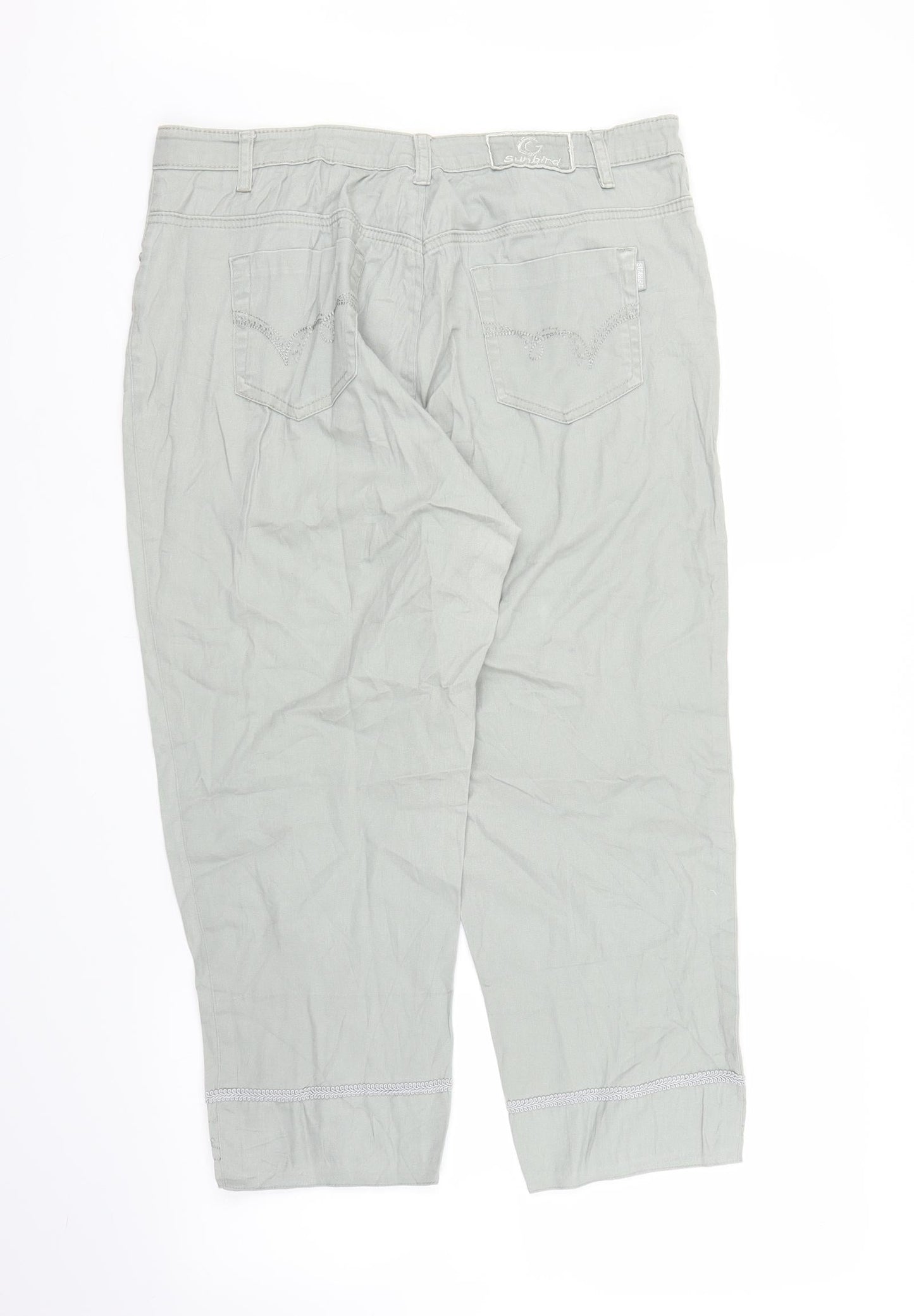 Womens UK Size L Sunbird Regular Fit Capri Green Trousers