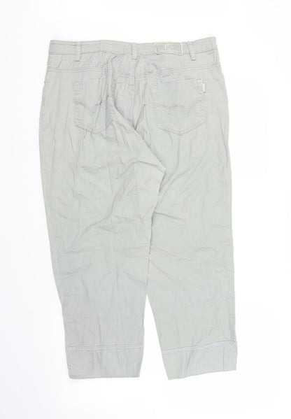 Womens UK Size L Sunbird Regular Fit Capri Green Trousers