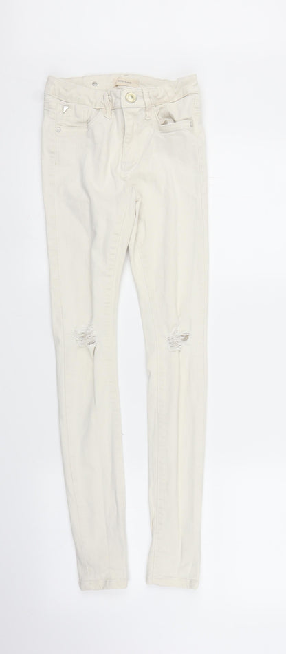 River Island Womens White  Denim Skinny Jeans Size 6 L27 in
