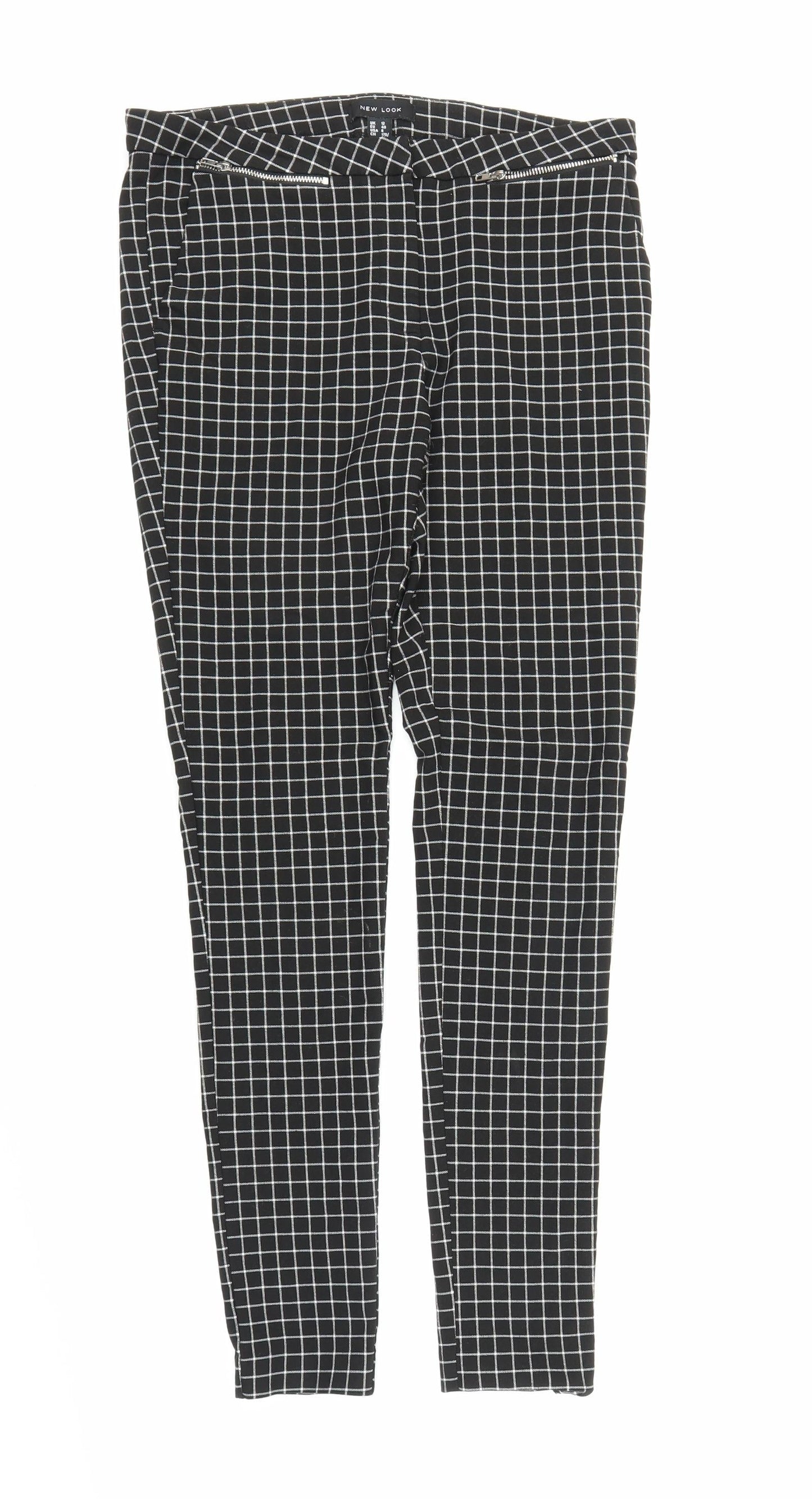 New Look Womens Black Check  Carrot Trousers Size 12 L26 in