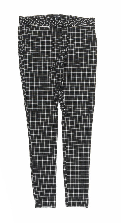 New Look Womens Black Check  Carrot Trousers Size 12 L26 in