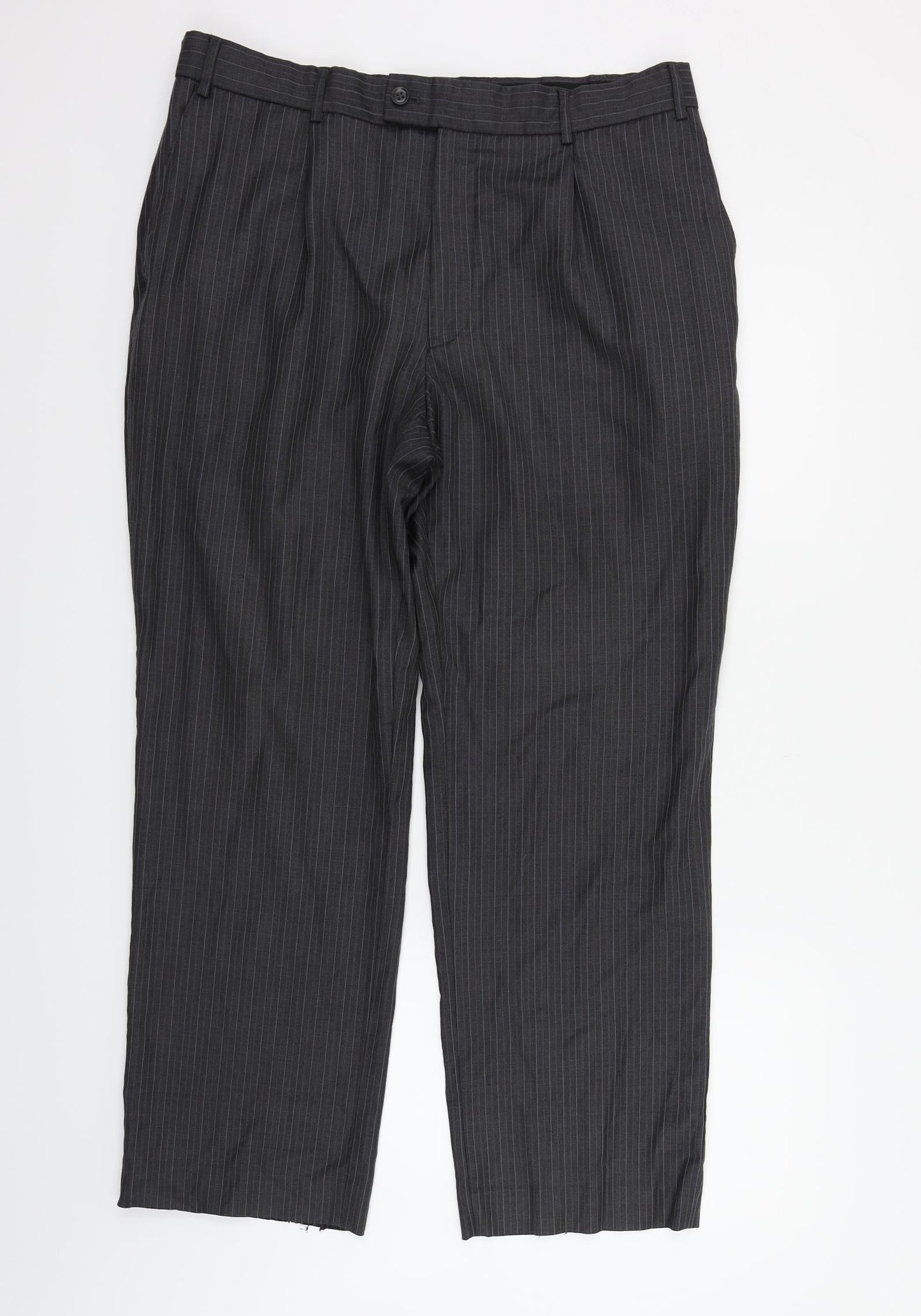 Dorothy Perkins Mens Grey Striped  Trousers  Size 36 in L27 in
