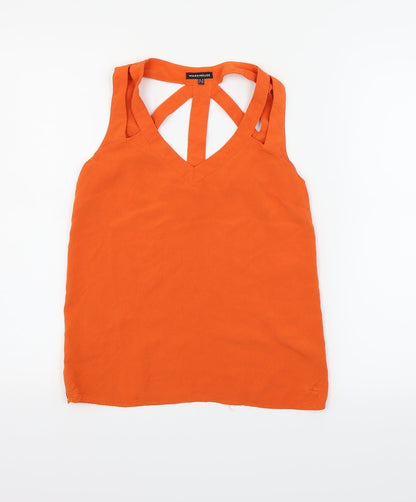 Womens UK Size 8 Warehouse Orange Basic T-Shirt