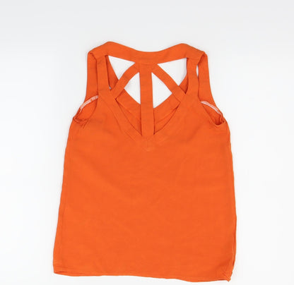 Womens UK Size 8 Warehouse Orange Basic T-Shirt