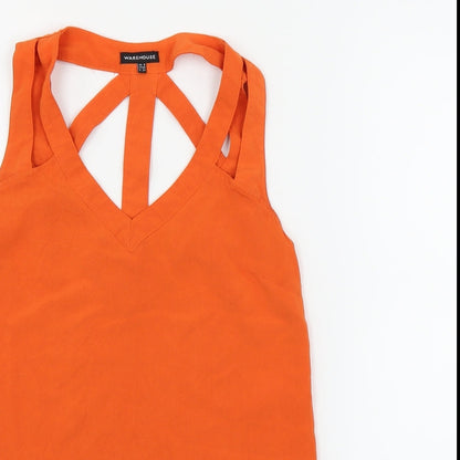 Womens UK Size 8 Warehouse Orange Basic T-Shirt