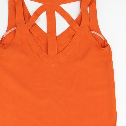 Womens UK Size 8 Warehouse Orange Basic T-Shirt