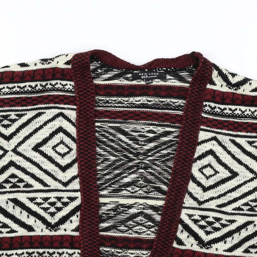 New Look Girls Beige Geometric  Cardigan Jumper Size 14 Years