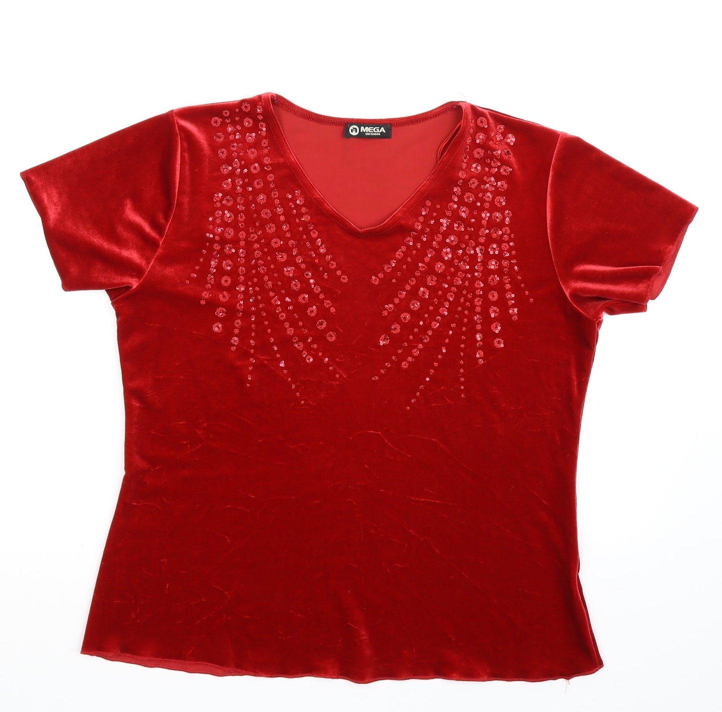Mega Design Womens Red   Basic T-Shirt Size M