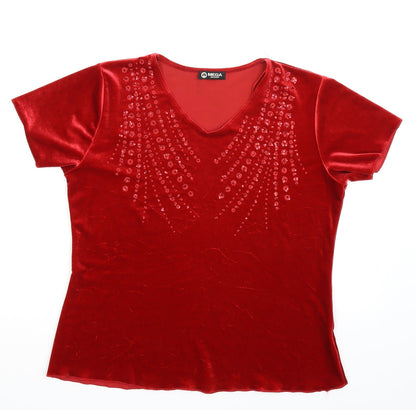 Mega Design Womens Red   Basic T-Shirt Size M