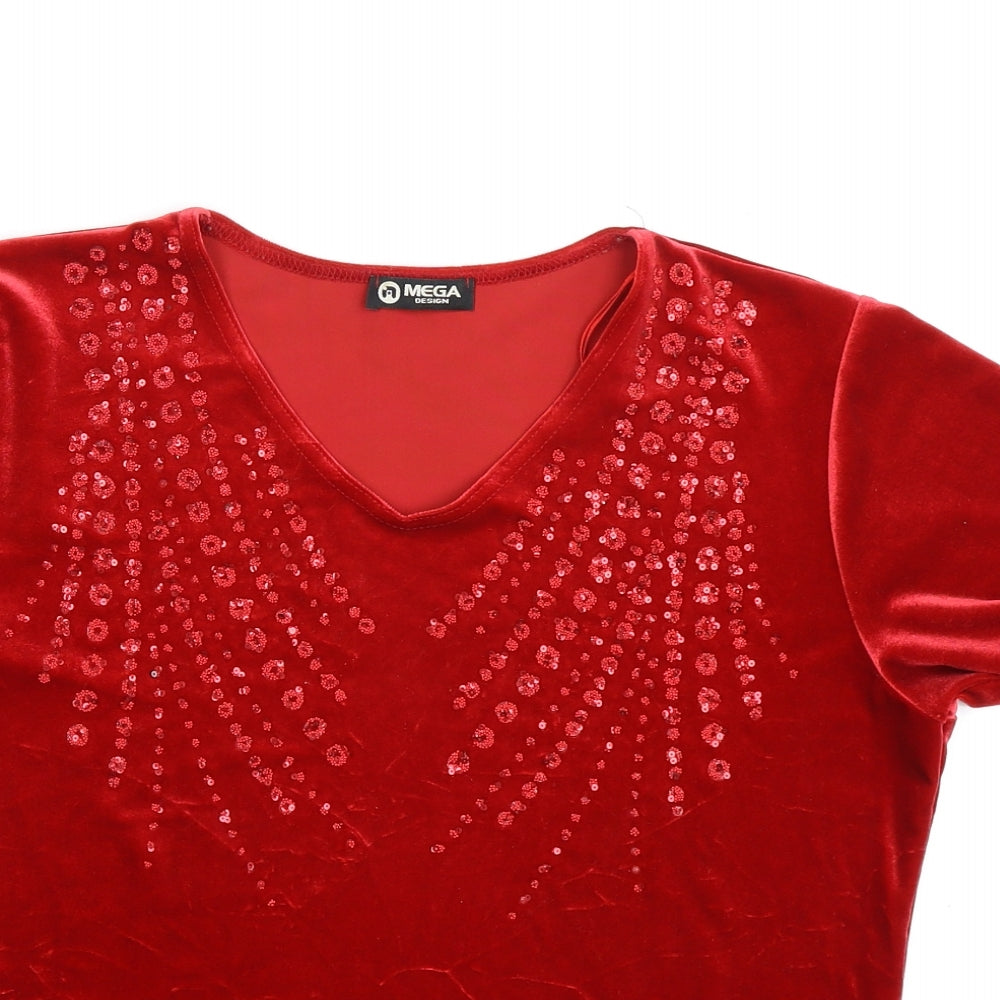 Mega Design Womens Red   Basic T-Shirt Size M
