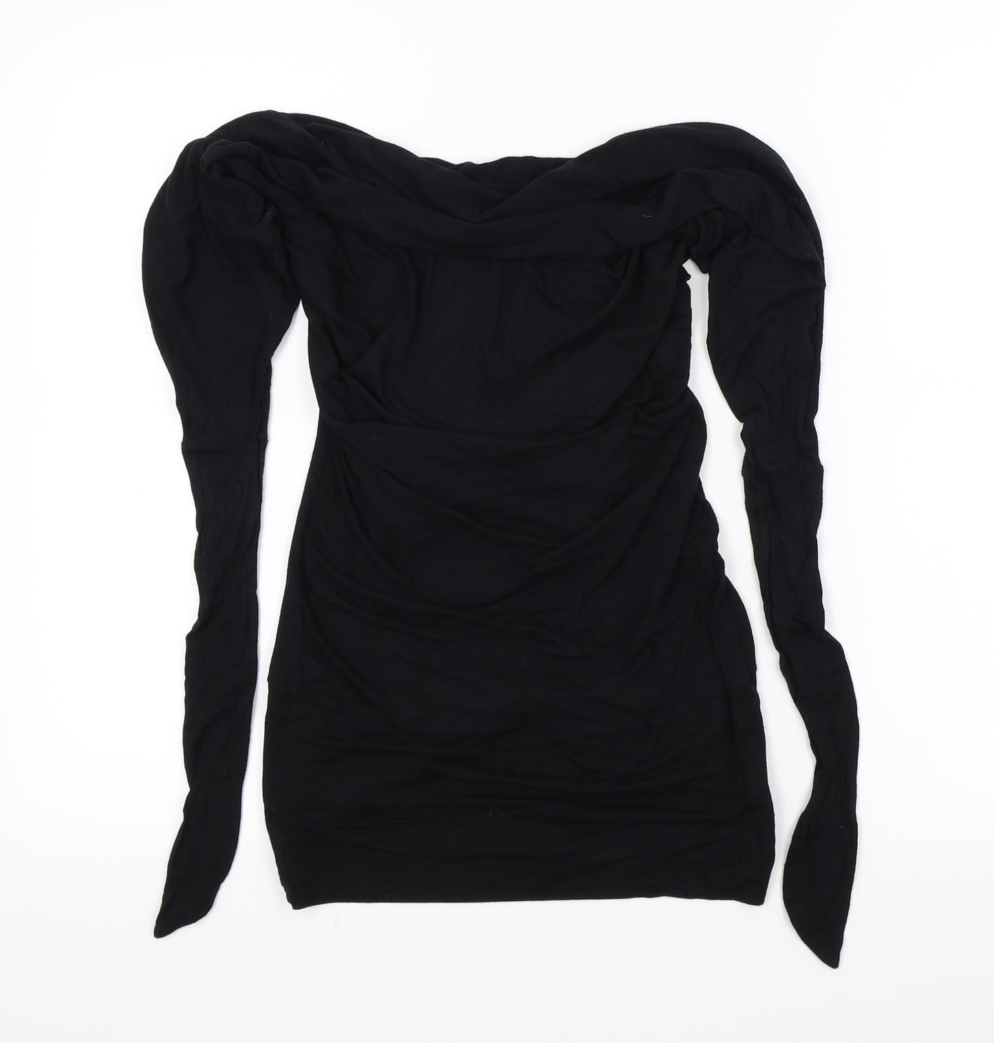 Womens UK Size S Evita Black Basic T-Shirt