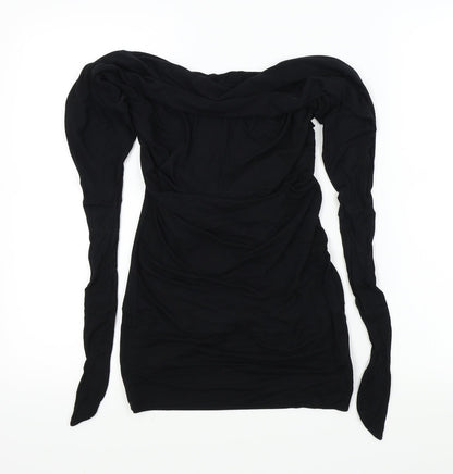 Womens UK Size S Evita Black Basic T-Shirt