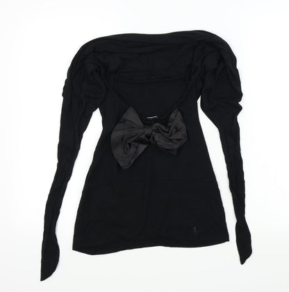 Womens UK Size S Evita Black Basic T-Shirt