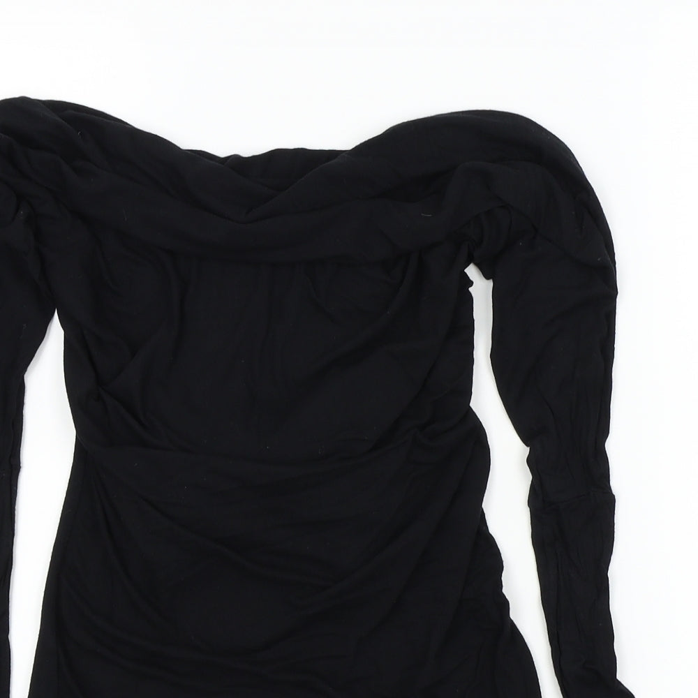Womens UK Size S Evita Black Basic T-Shirt