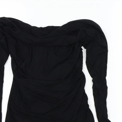 Womens UK Size S Evita Black Basic T-Shirt