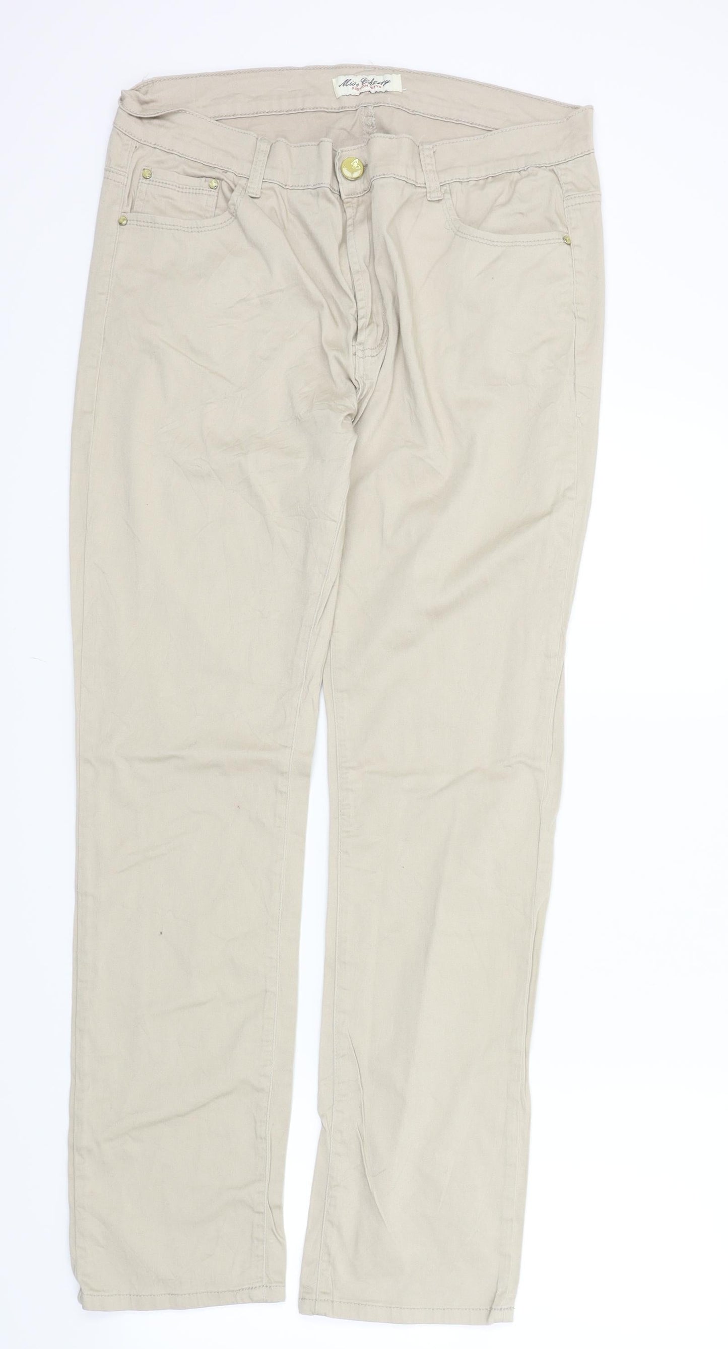 Womens UK Size M miss cherry Regular Fit  Beige Trousers