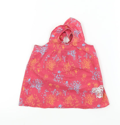 M&S Girls Pink Floral  Basic Blouse Size 12-18 Months  - Frill straps