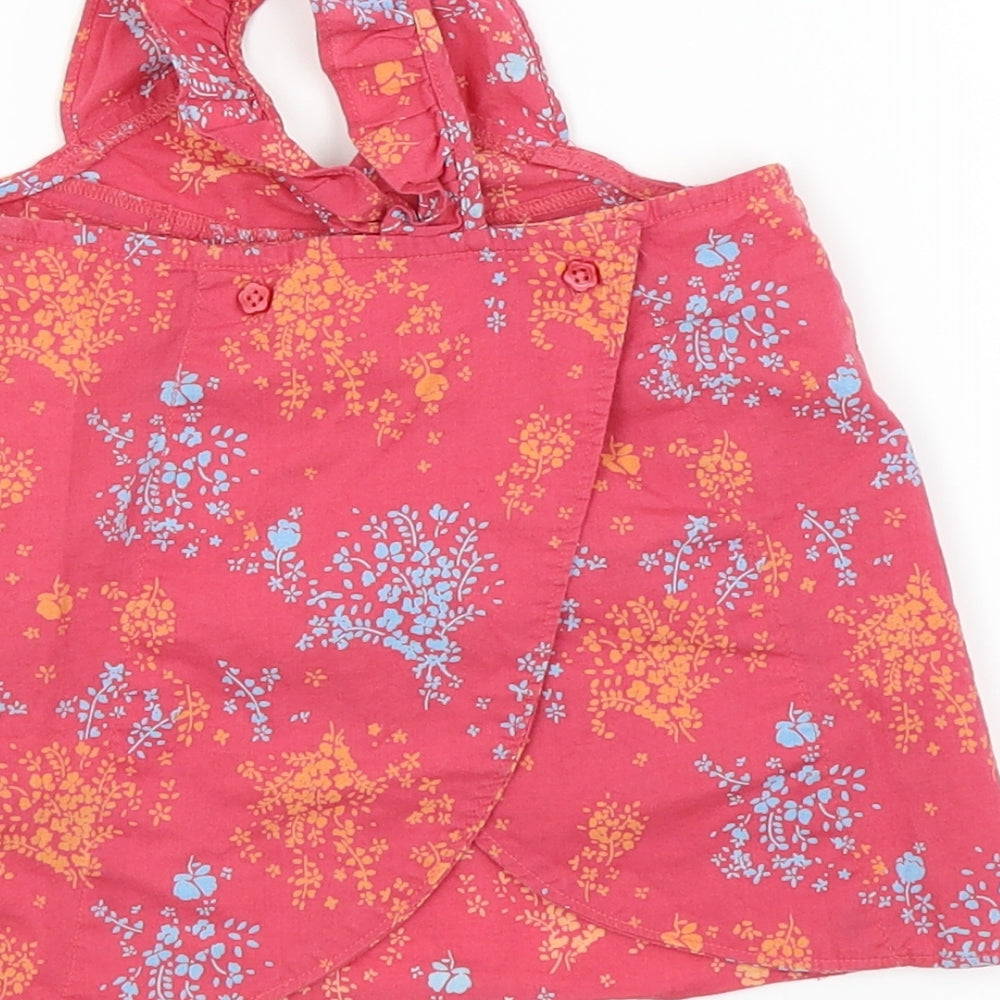 M&S Girls Pink Floral  Basic Blouse Size 12-18 Months  - Frill straps