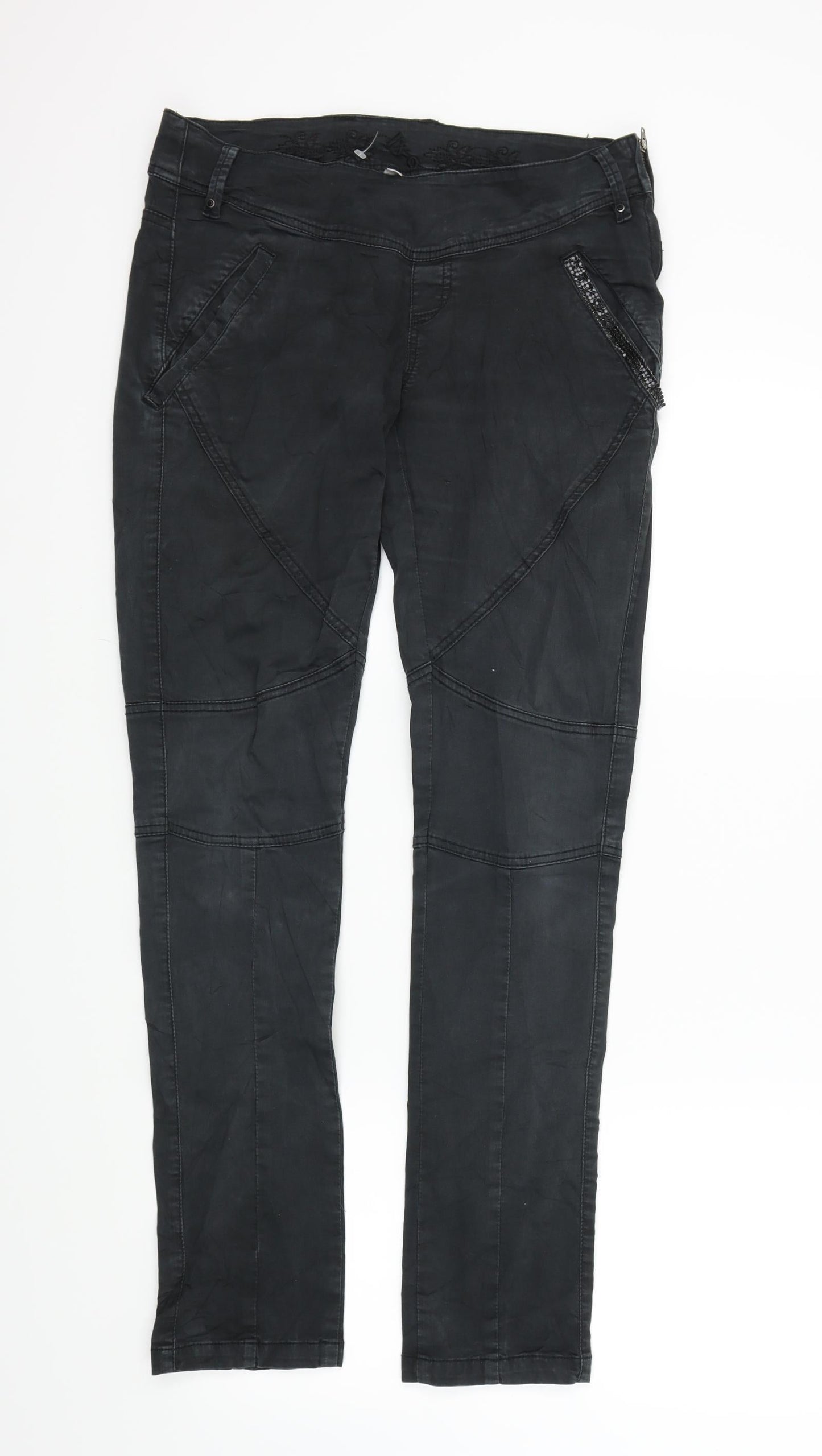 Womens UK Size M Preworn Regular Fit Skinny Black Jeans