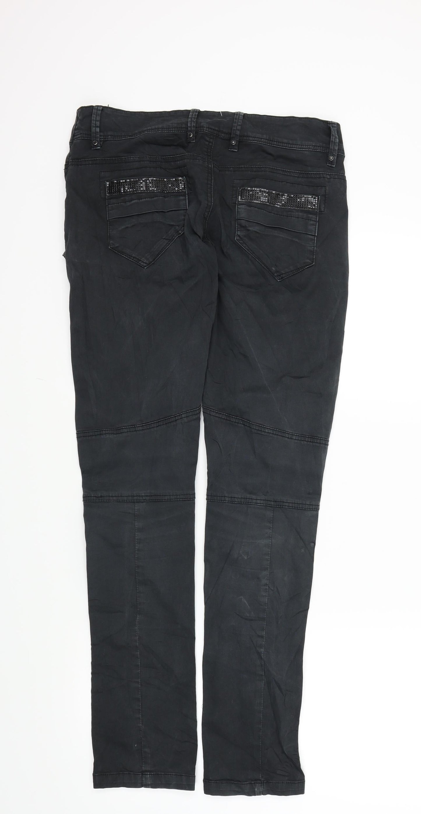 Womens UK Size M Preworn Regular Fit Skinny Black Jeans