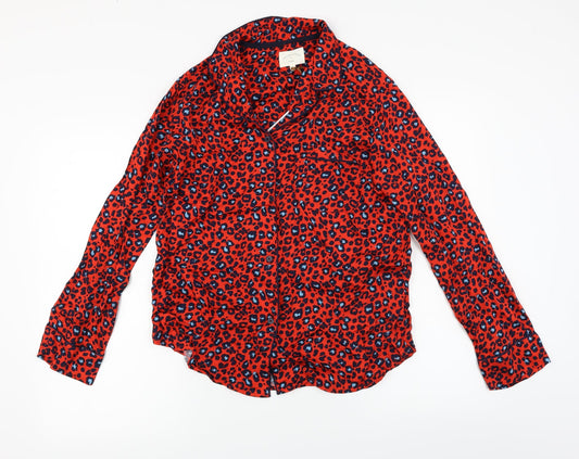 Womens UK Size 10 NEXT Red Basic Button-Up