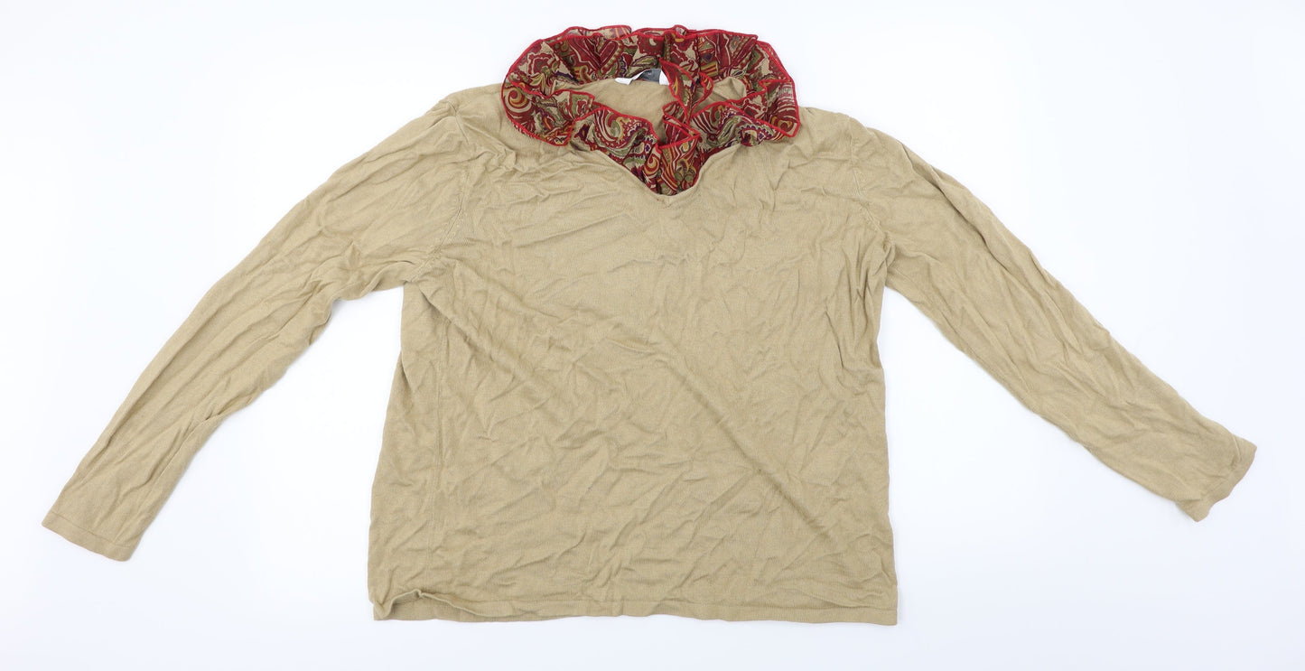 Womens UK Size 18 Heather Valley Beige Basic T-Shirt