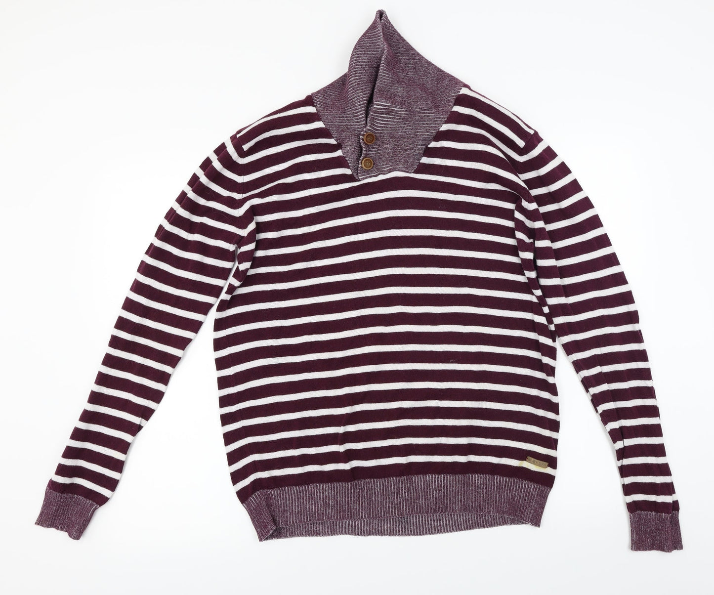 Brave Soul  Mens White Striped  Pullover Jumper Size L