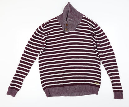 Brave Soul  Mens White Striped  Pullover Jumper Size L