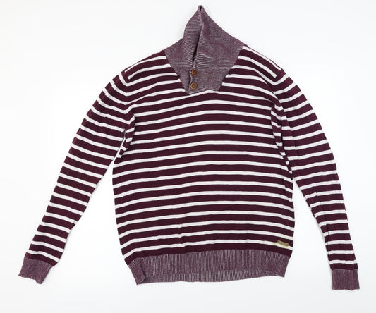 Brave Soul  Mens White Striped  Pullover Jumper Size L
