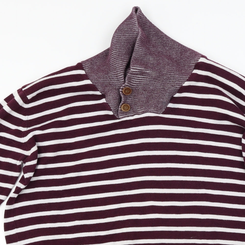 Brave Soul  Mens White Striped  Pullover Jumper Size L