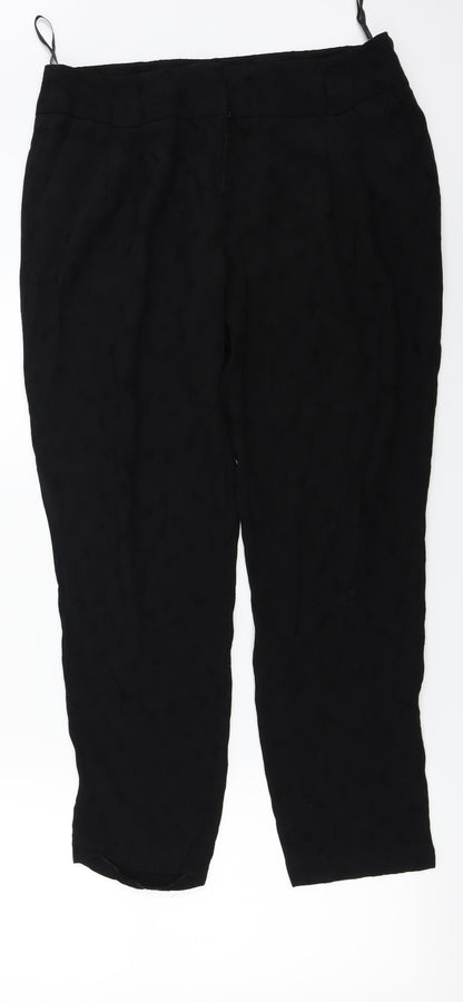 Monsoon  Womens Black Floral  Trousers  Size 14 L25 in