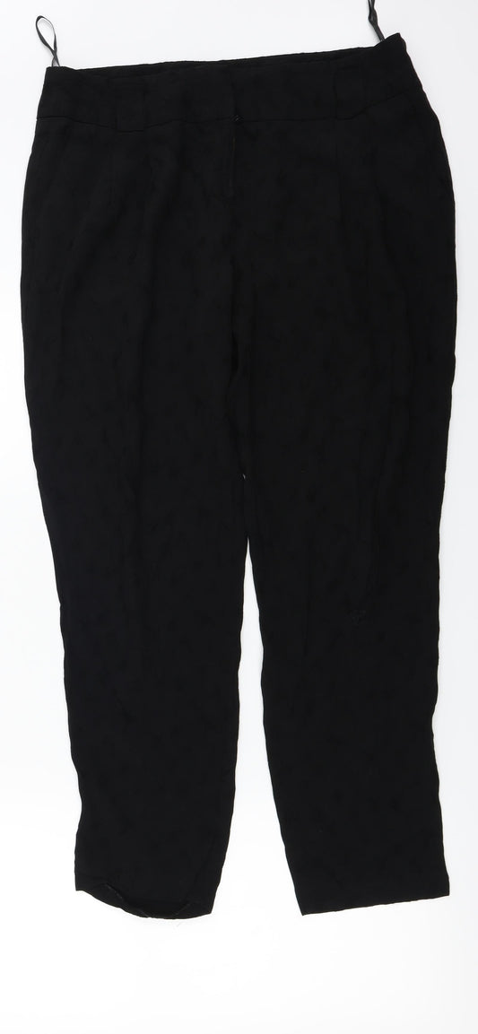 Monsoon  Womens Black Floral  Trousers  Size 14 L25 in