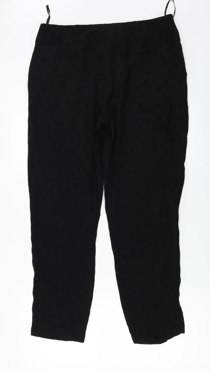 Monsoon  Womens Black Floral  Trousers  Size 14 L25 in