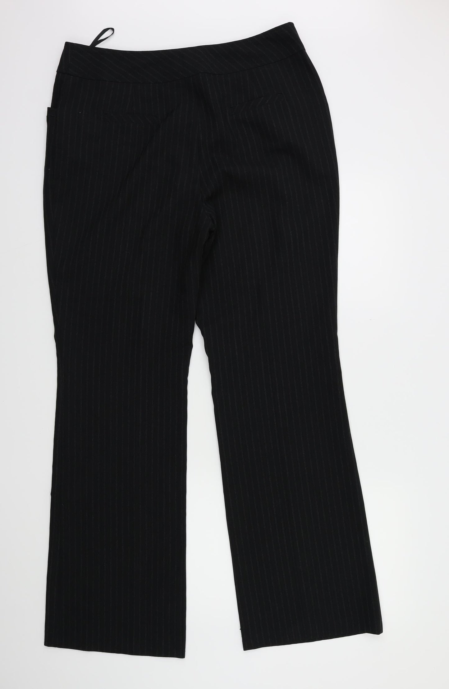 TU Womens Black Striped  Trousers  Size 14 L31 in