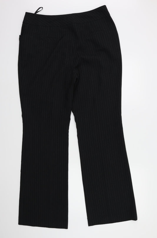 TU Womens Black Striped  Trousers  Size 14 L31 in