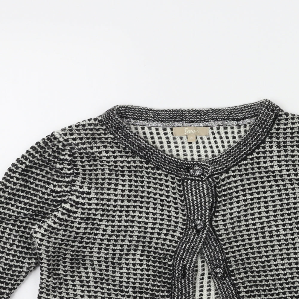 Soon Womens Black  Knit Cardigan Jumper Size 12