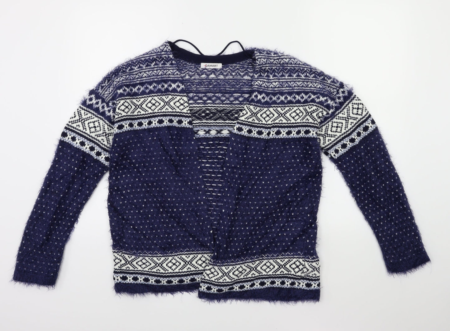 Damart Womens Blue Striped Knit Cardigan Jumper Size 10