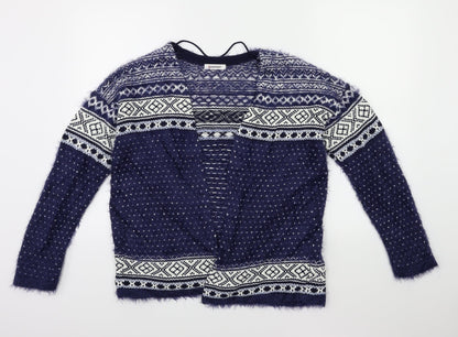 Damart Womens Blue Striped Knit Cardigan Jumper Size 10