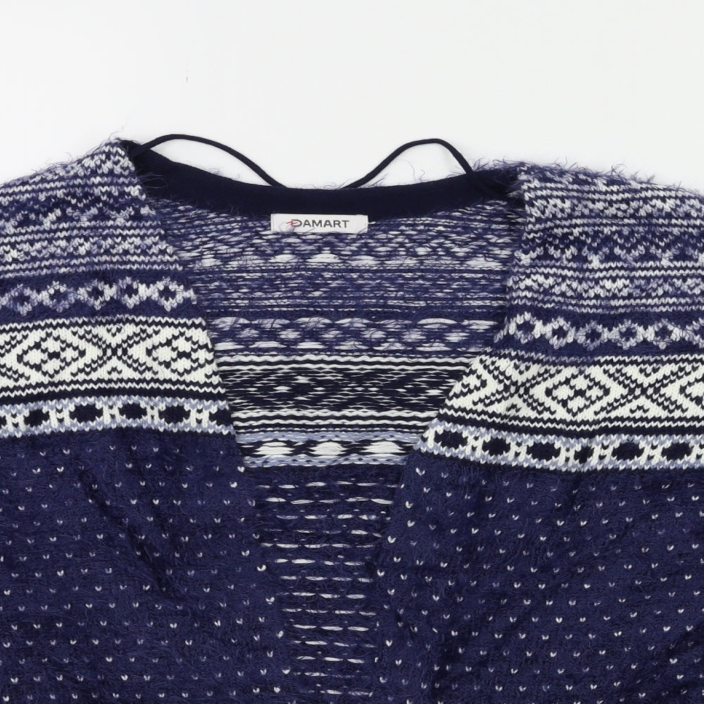 Damart Womens Blue Striped Knit Cardigan Jumper Size 10