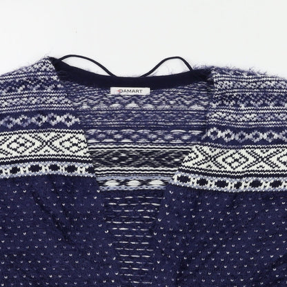 Damart Womens Blue Striped Knit Cardigan Jumper Size 10