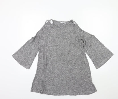 Pull&Bear Womens Grey   Pullover Jumper Size S  - Open Shoulder